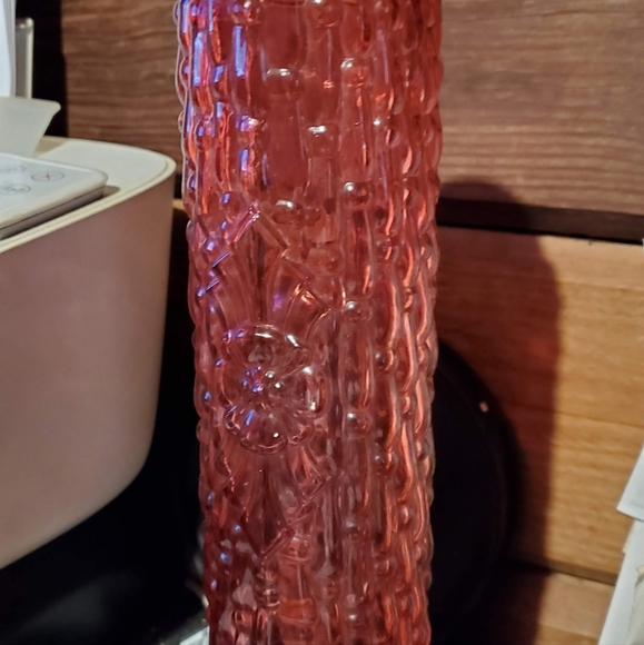 Retro Red Glass Lamp With DESIGNS Around the 70s Assum Looking - Picture 8 of 12
